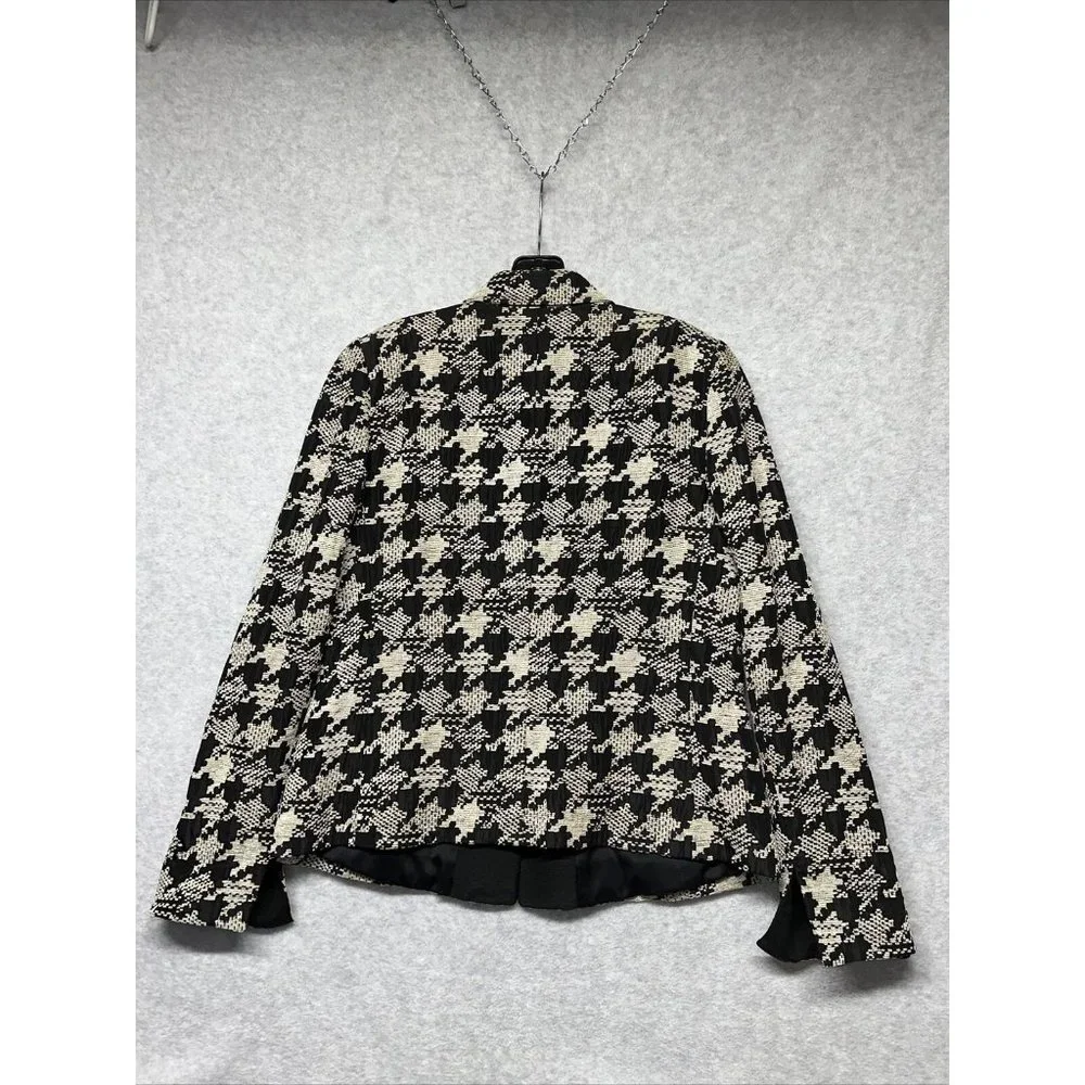 ARMANI COLLEZIONI BLACK & Tan BOUCLE  JACKET 10 Coat Shirt Geometric Slit Sleeve - Picture 5 of 10